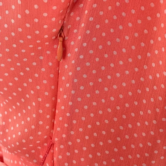 MSK Short Sleeve Ruffle Front Polka Dot Dress with slip Size 14 NWOT - Picture 5 of 10